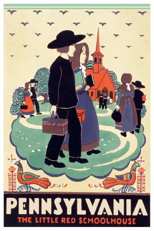 Pennsylvania The little red schoolhouse vintage travel poster
